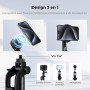 K&F CONCEPT 180cm Trépied Selfie Stick iPhone Compatible avec DJI OSMO Pocket 3/4, Clip 3 en 1 Trépied Téléphone Magnétique & Vi