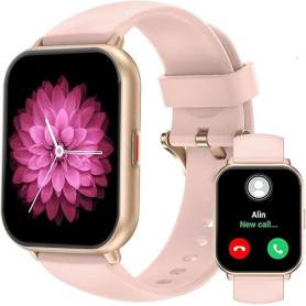 RUIMEN Montre Connectée Femme Appel Bluetooth Lecteur de Musique Montre Sport Smartwatch pour Android iOS Podometre Cardiofreque