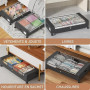 PHINOX Lot de 2 tiroirs de rangement sous lit avec roulettes, conteneurs de rangement sous lit avec couvercle transparent, tiroi