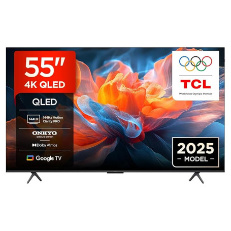 TCL 55T8C 55" QLED 4K HDR Ultra HD TV, Smart TV Powered by Google TV (Dolby Vision & Atmos, 144Hz Motion Clarity Pro, FreeSync,