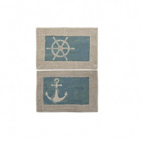 Tapis de bain DKD Home Decor Beige Bleu Polyester Coton (2 Unités) (60 x 40 x 1 21,99 €
