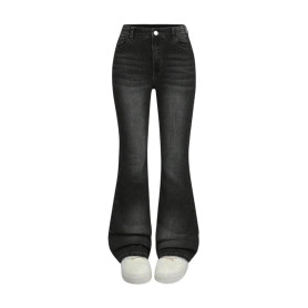 Jeans à Évasé Filles Enfants Y2k Haute Taille Élastique Bootcut Pantalon à Pattes D'éléphant Mode Vintage Décontracté Été Long J
