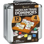 Queensell Jeu de dominos mexicains avec 4 supports, jeux de société en tuile de domino