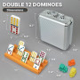Queensell Jeu de dominos mexicains avec 4 supports, jeux de société en tuile de domino