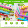 TrendGate 216 Stylo Gel Acrylique, Pointe 1 mm Gen Pen, 216 Couleurs Set de (144 Feutre Acryliques + 72 Stylo Gel Pailletés) - P