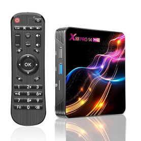 Android TV Box,X14 Pro Max Android 14.0 4Go RAM 64Go ROM RK3528 Quad-Core 64bit Cortex-A53 Mali 450 MP2 GPU Support 8K 3D 1080P