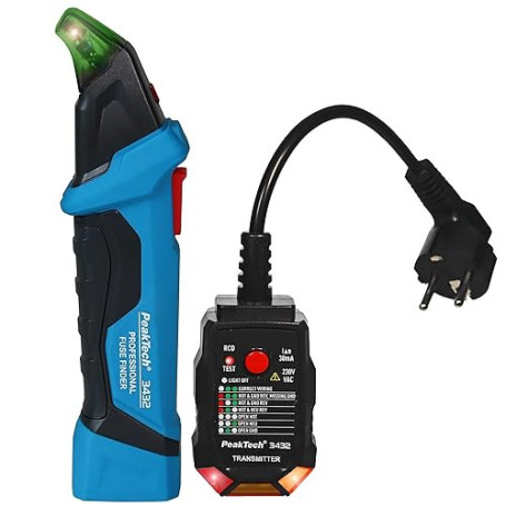 PeakTech 3432 Détecteur de fusibles/circuit électrique avec testeur de prise 230 V Schuko recherche sans contact NCV Testeur de