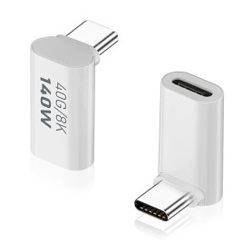 Duttek USB C à 90 degrés Adaptateur, USB C mâle vers Femelle PD 140W avec Affichage vidéo 8K@60Hz, Compatible avec Thunderbolt 4