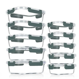 VERONES 10packs de récipients en verre pour la préparation des repas,conservation des aliments avec couvercles, sans BPA, pour l