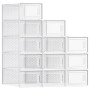 SONGMICS Boîtes à Chaussures, Lot de 12, Rangement Chaussures, Pliable, pour Pointure jusqu’à 44, Transparent et Blanc LSP12SWT