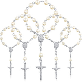 30 Pièces Chapelet de Baptême Chapelet en Acrylique Chapelets de Baptême de Doigt de Perles Fausses Perles pour Faveurs Baptême 