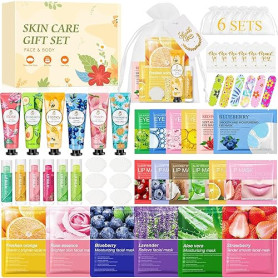 54 Pièces Coffret Cadeau Femmem, Masque facial, Crème pour les mains, Masque pour les yeux, Masque pour les lèvres, Baume à lèvr