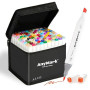 AnyMark Feutres à Alcool 100+1 Couleurs à Pointe Pinceau, Marqueurs Double Pointe pour Illustration, Manga, Croquis et Coloriage