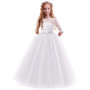 IWEMEK Enfants Fille Robe de Carnaval Princesse Longue en Dentelle avec Bowknot Demoiselle d'honneur Robe de Soirée Mariage Robe