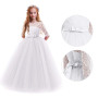 IWEMEK Enfants Fille Robe de Carnaval Princesse Longue en Dentelle avec Bowknot Demoiselle d'honneur Robe de Soirée Mariage Robe