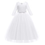 IWEMEK Enfants Fille Robe de Carnaval Princesse Longue en Dentelle avec Bowknot Demoiselle d'honneur Robe de Soirée Mariage Robe