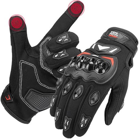 KEMIMOTO Gants Moto Homologués, Protection des Articulations, et Résistance Aux Chocs, Écran Tactile Plein-Doigt Respirant pour