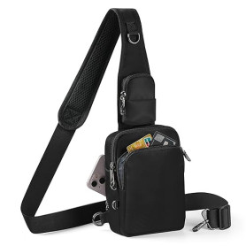 Tibroni Sac à bandoulière antivol - Sac de poitrine - Pour homme et femme - Étanche - Petit sac à main avec fermeture éclair et