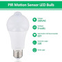 Focenat 2 Ampoules LED E27 9W Detecteur de Mouvement PIR, 220V, Lumière Blanche, Détection 120°, Allumage Automatique Nuit, Écon