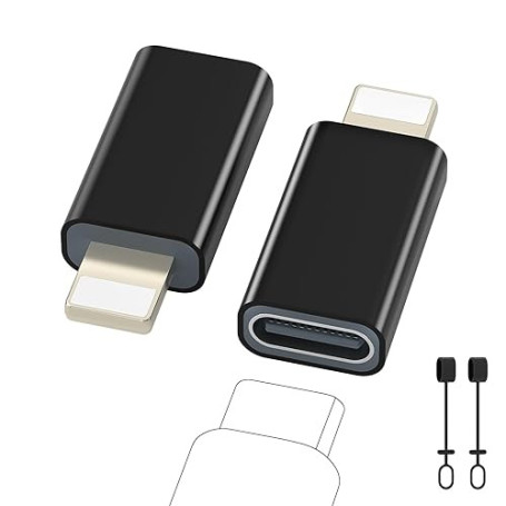 Zestiq Adaptateur USB C vers Lightning, Adaptateur Lightning USB C Lot de 2, Prise en Charge de la Charge et du Transfert de Don