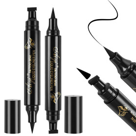 ALIIP Double-ended Eyeliner Stamp Pen Waterproof, Eye Liner Noir Haute Pigmentation Longue Tenue, Stylo Eyeliner Smudge Proof An