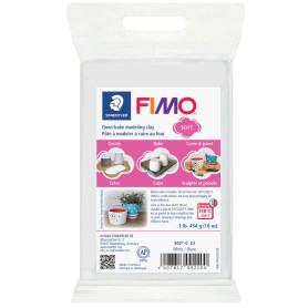 Staedtler Fimo Soft, Pte À Modeler Blanche durcissant au Four, pour Débutants et Artistes, souple et Facile À Démouler, Pain de 