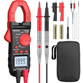 Proster 600A Pince Ampèremétrique Numérique NCV, 2000count Multimetre Professionnel TRMS Pince Multimètre Courant AC Tension AC/