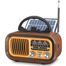 Poste Radio Vintage, PRUNUS J-150 AM/FM/SW Radio Portable Rechargeable avec Batterie 1200mAh et Piles D, Transistor Radio Blueto