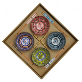 Set de sushi DKD Home Decor Multicouleur Bambou Mandala Grès Oriental (12 Pièces 184,99 €