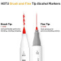 HOTU 50 Couleurs Feutres à Alcool, Marqueurs Double Pointe Pinceau (Brush) & Fine, Set Professionnel pour Coloriage Adulte et Ma