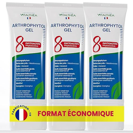ARTHROPHYTOL x3 tubes - Gel de Massage Articulations & Muscles - 8 Actifs Naturels - Harpagophytum & Huiles Essentielles & Menth
