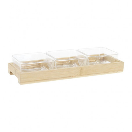 Plateau apéritif DKD Home Decor Verre Naturel Bambou (31,5 x 11 x 6 cm) (280 ml) 32,99 €