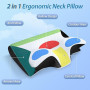 HOMCA Oreiller Ergonomique Cervical, 2 en 1 Oreiller à Mémoire de Forme pour la Nuque, Coussin pour Dormir sur Le Côté et sur Le