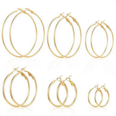 6 paires de boucles d'oreilles créoles en or pour femme, 6 tailles, sans ternissure, fines, imperméables, boucles d'oreilles cré