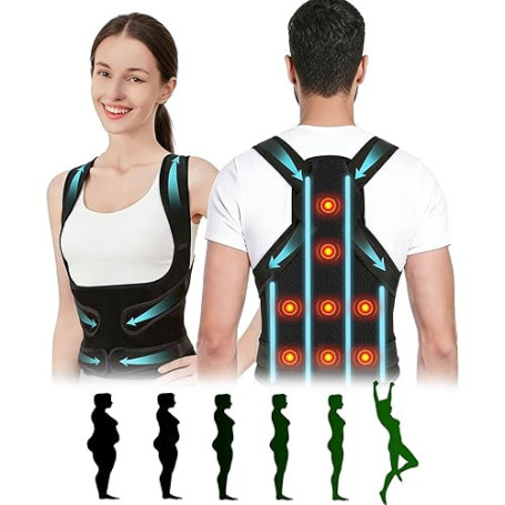 Aniepaa Correcteur de Posture, 8 Aimants Correcteur de Posture Dos, Donne une Forme Au Cou, Correction Scoliose Bosse, Aux épaul