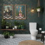 Générique Poster Décoratif Drôle pour Salle de Bain, 2 Pièces, Animaux WC Singe Girafe, 20x30cm, Sans Cadre