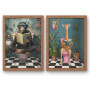 Générique Poster Décoratif Drôle pour Salle de Bain, 2 Pièces, Animaux WC Singe Girafe, 20x30cm, Sans Cadre