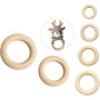 6PCS Anneau de Dentition en Bois Naturel Non Traité pour l'Artisanat, Le Bricolage, la Décoration, la Création de Bijoux (Extéri
