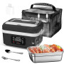 BAKENLON 1L Gamelle Chauffante avec Batterie, Lunch Box Chauffante avec Temporisation & Maintien au Chaud,Boite Repas Chauffante