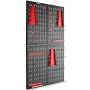 tectake® Panneau Mural Perforé Porte outils mural Lot de 4 Panneaux 160 x 2 x 60 cm 34 pcs Crochet & Supports, Extensible Systèm