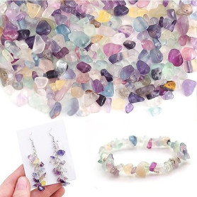 DAHI Environ 450pcs Perles Pierre Naturelle pour Bracelet, 5 à 8 mm Irrégulières, 2 Brins Perle de Fluorite Précieuses, Perles N