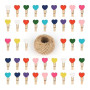 Lot de 100 mini pinces à linge en forme de cœur – 3,5 cm, 30 m de ficelle de jute pour loisirs créatifs, mariages et événements