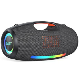 ZEALOT Enceinte Bluetooth Puissante 250W avec Basses Renforcées, Lumière LED, 40H, IPX6, AUX, TF Carte, Double Appairage Stéréo,