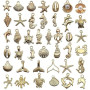 VOOSFSIE 50 Pièces Pendentif, Breloques Mixtes d'étoile de mer coquillage, Acier Inoxydable Doré - Vente en Gros de Fournitures