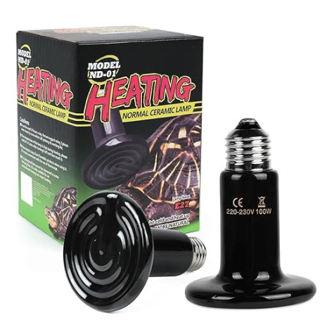 Adiwo Ampoule Céramique Chauffante Lampe 220V, 2PCS E27 100W Lampe Chauffante Reptiles Noire, Durée de vie 20 000 Heures, Lampe