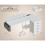 ODK Bureau d'angle avec 4 Tiroirs, 140x80cm Bureau en L avec Prise de Charge USB et Prise de Courant, Table Informatique Réversi