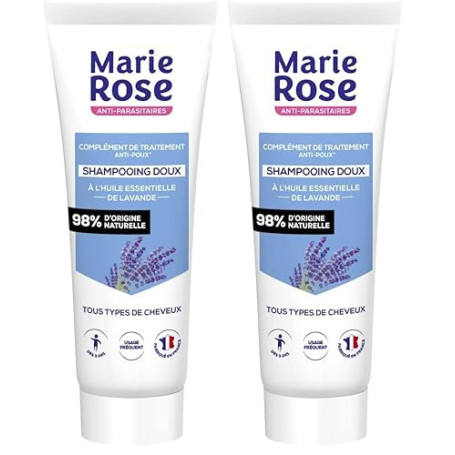 MARIE ROSE - Shampooing Doux Anti-Poux - Complément de Traitement - 250 mL - Shampooing à l'Huile Essentielle de Lavande - Tout