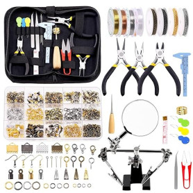 GLARKS Kit de fabrication de bijoux 950 pièces avec outils de fabrication de bijoux, pince à bijoux, fils à perler, apprêts de b