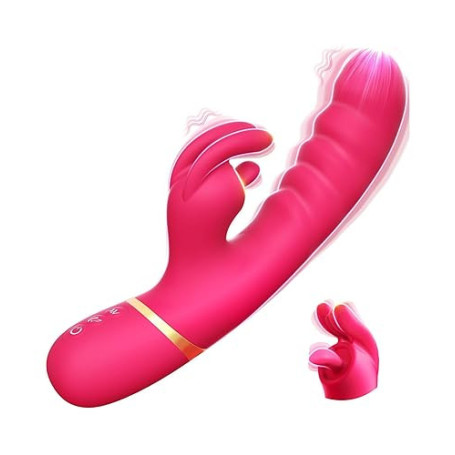 Rabbit Vibromasseurs Feminin, Sextoyse Femme Clitoridienne 12 Modes de Vibration, Tige Épaisse en Silicone Gode Vibro-masseur Se