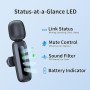 Microphone cravate sans fil pour iPhone et prise USB-C, mini micro sans fil avec réduction du bruit, écran LED et clip rotatif –